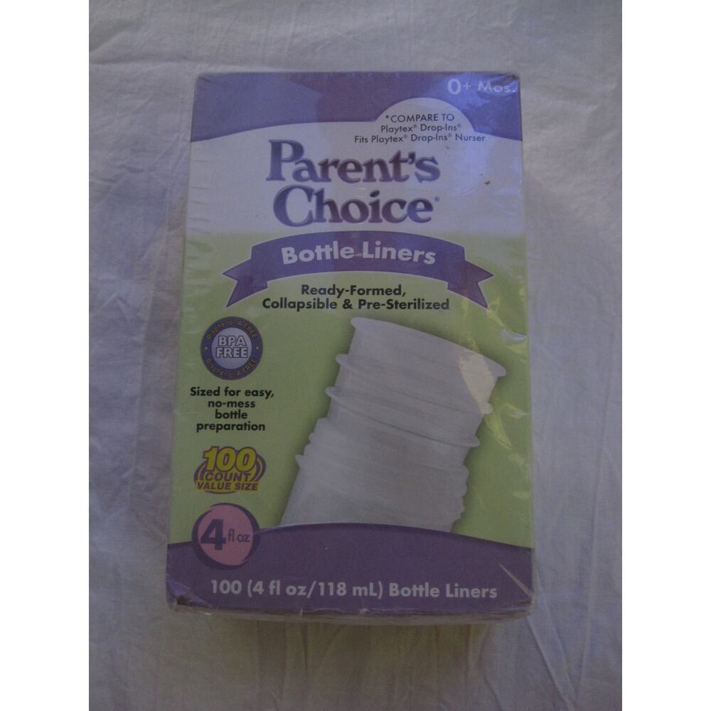 NEW Parent's Choice Bottle Liners BPA Free 4 fl oz 100‎ count for 0+ months Baby